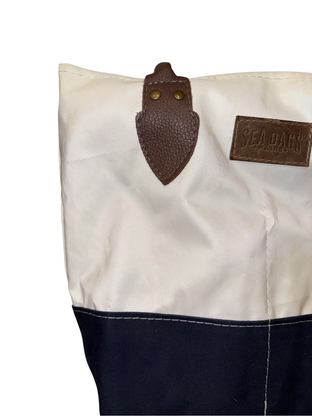 Sea Bags Maine Med Shoulder Tote Bag Zip Top Leather Handles Zip Top Beach Lake - Picture 4 of 14